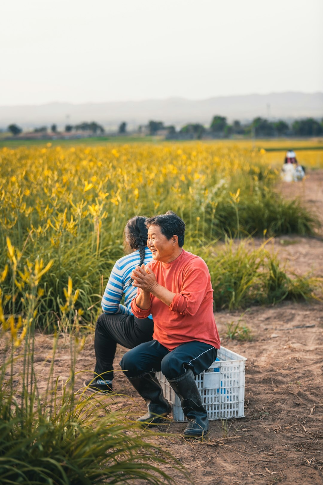 farmer family in field